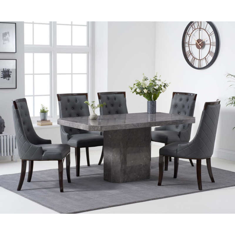 Brandi 160cm Grey Marble Dining Table with Angelica Chairs by Great