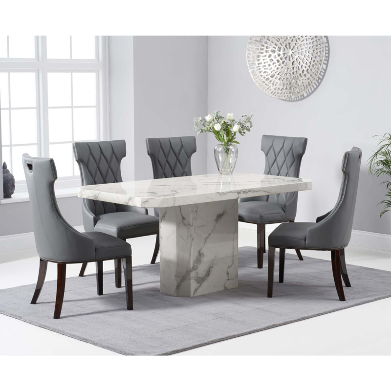 Brandi 160cm White Marble Dining Table with Freya Chairs by Great