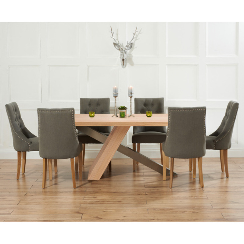 Chateau 180cm Oak and Metal Dining Table with Pacific Fabric Chairs by Great Furniture Trading