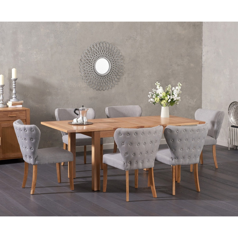 Cheadle 130cm Oak Extending Dining Table with Imogen Fabric Chairs by