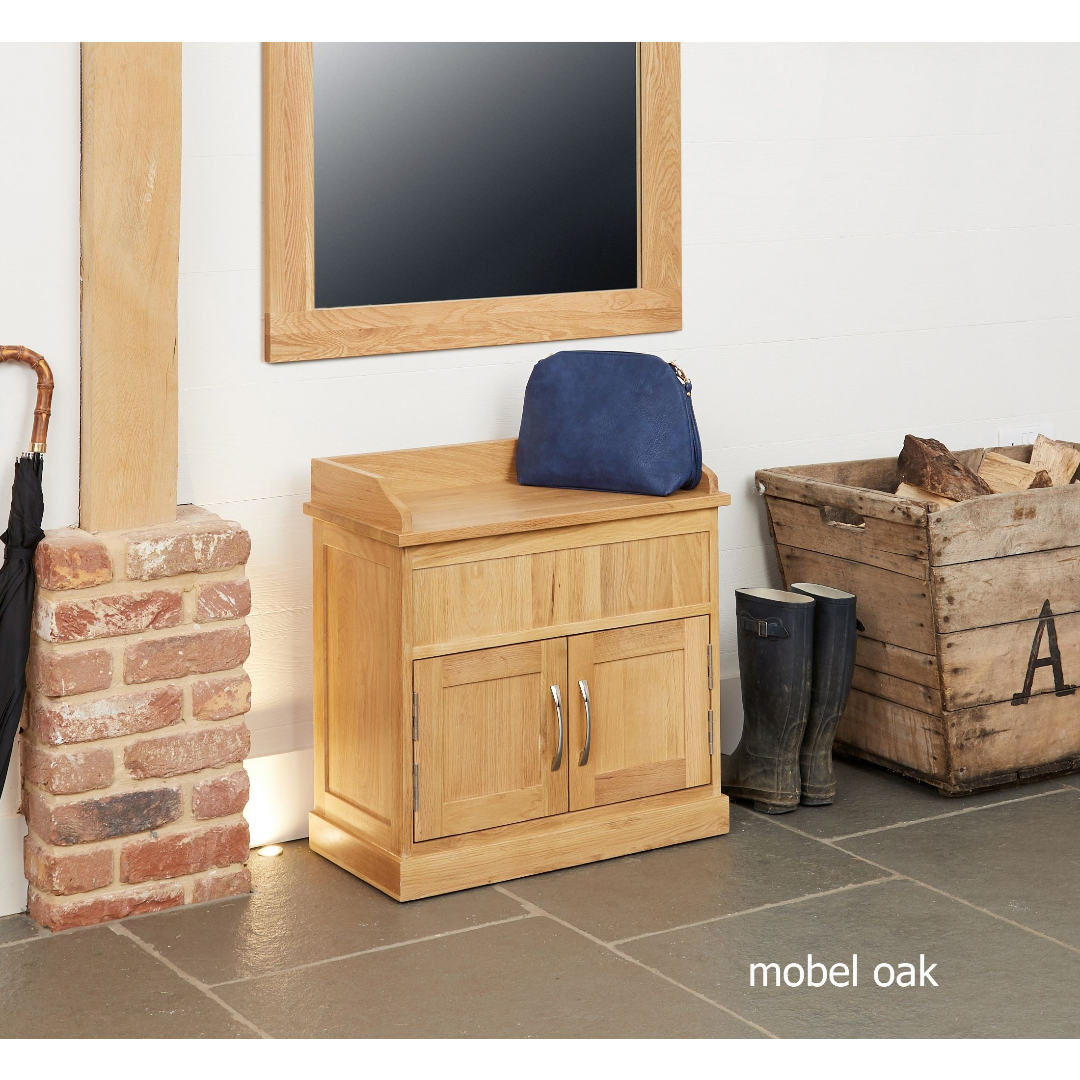Mobel Solid Oak Hidden Storage Shoe Bench