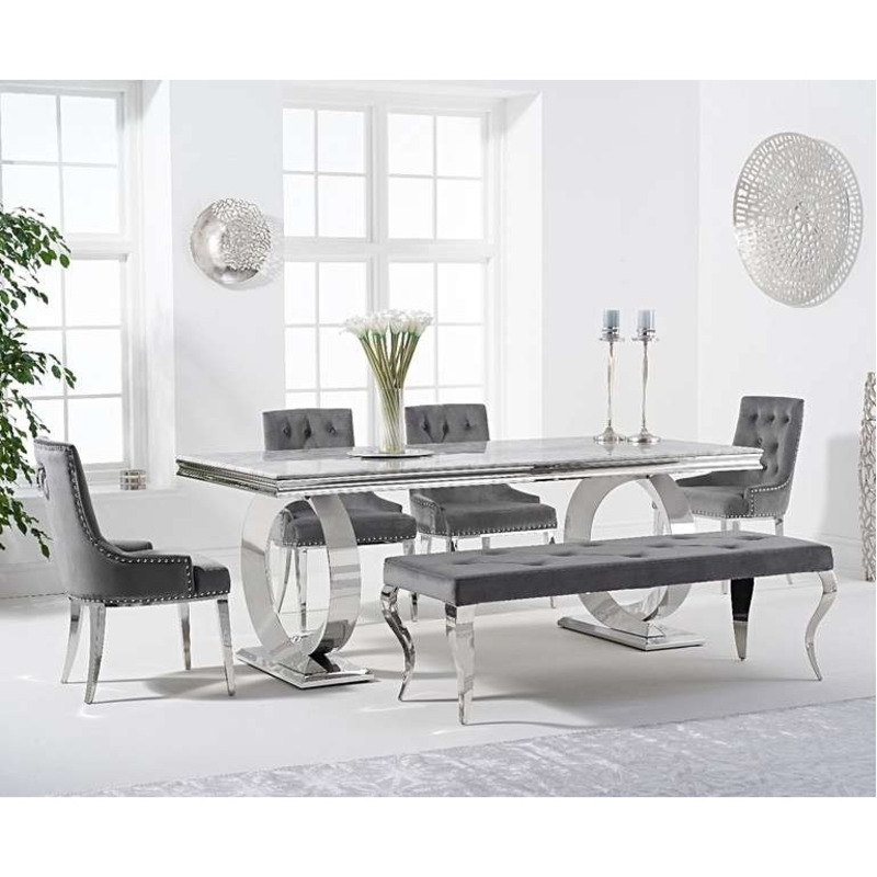 Hyde 180cm Marble Dining Table with Talia Velvet Chairs and Fairmont