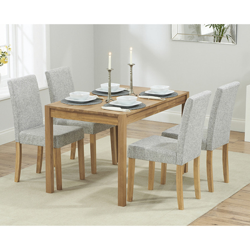 Oxford 120cm Solid Oak Dining Table with Grey Mia Fabric Chairs by