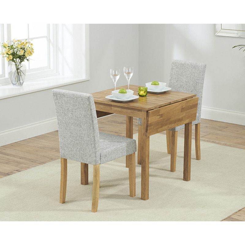 Oxford 70cm Solid Oak Extending Dining Table with Grey Mia Fabric