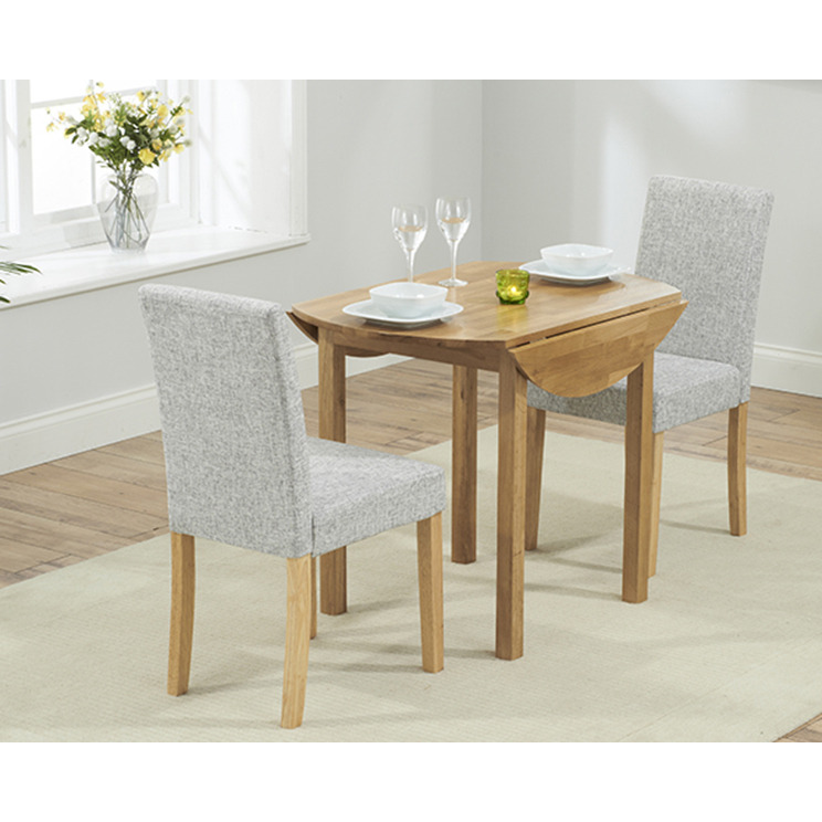 Oxford 90cm Solid Oak Extending Dining Table with Grey Mia Chairs by