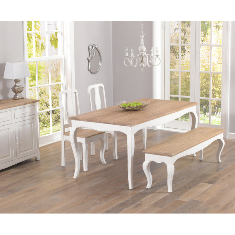 Parisian 175cm Shabby Chic Dining Table with Chairs and Benches by