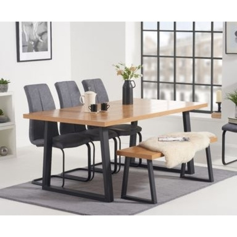 Uma 160cm Dining Table with Liza Fabric Dining Chairs and Uma Benches