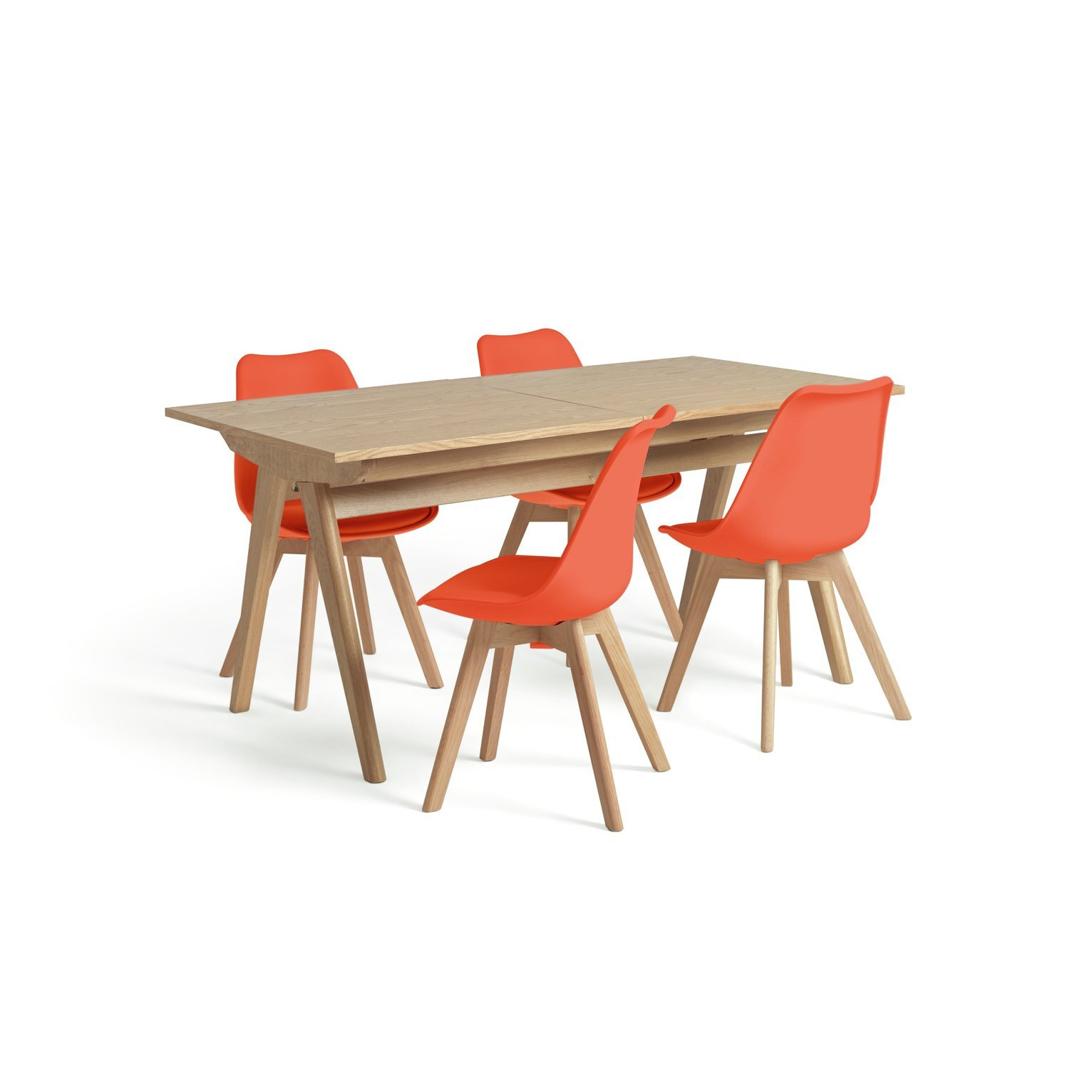 Habitat Jerry Wood Effect Dining Table & 4 Orange Chairs by Habitat