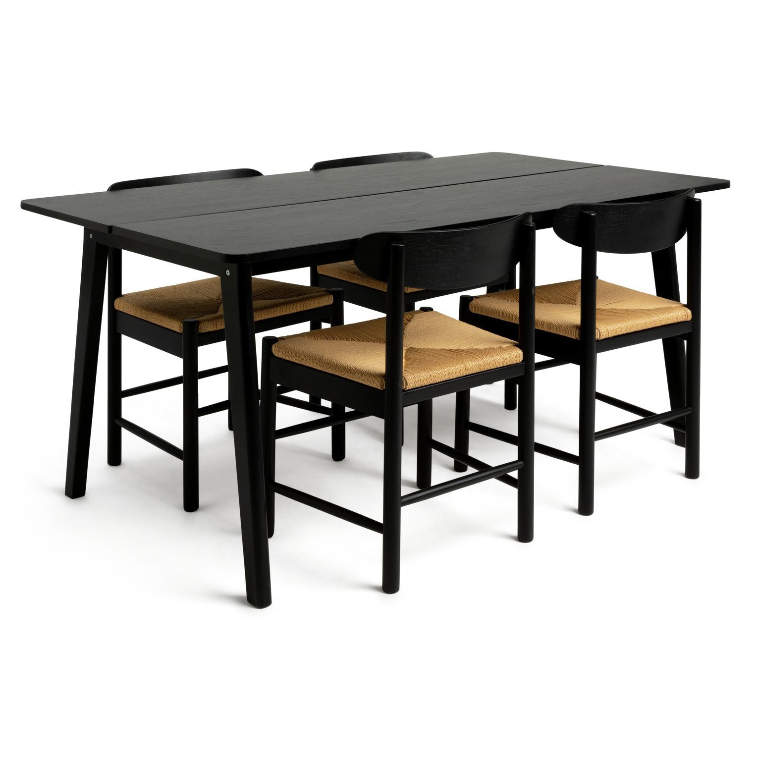 Habitat Nel Wood Veneer Dining Table & 4 Hannah Black Chairs by Habitat ...