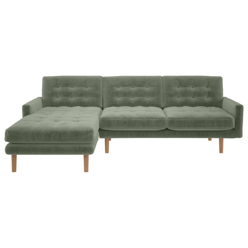 Habitat Fenner Velvet Left Hand Chaise Corner Sofa Green by Habitat
