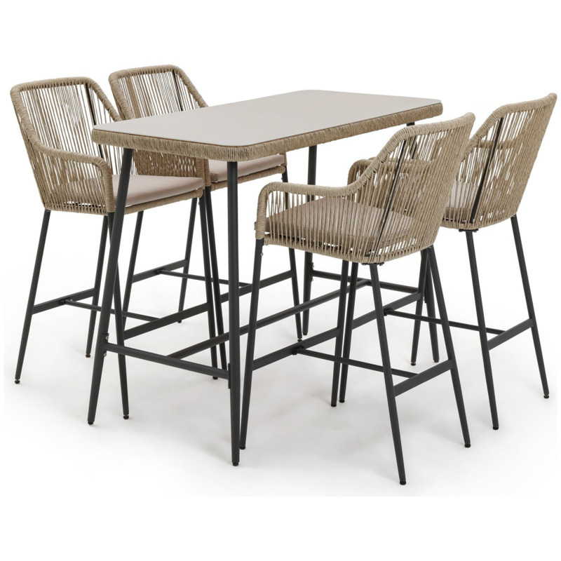 Habitat Malta 4 Seater Rattan Effect Garden Bar Set Natural by Habitat