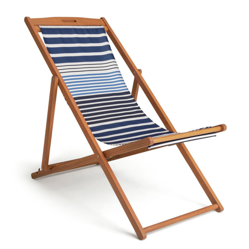 Habitat Folding Wooden Garden Deck Chair Blue by Habitat
