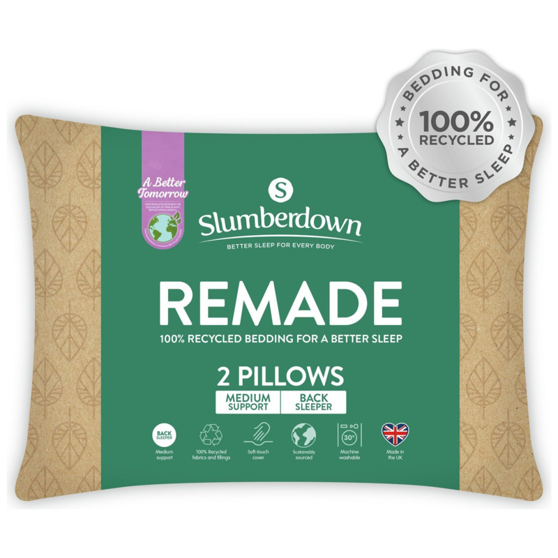 Slumberdown ReMade Medium Pillow 2 Pack by Habitat