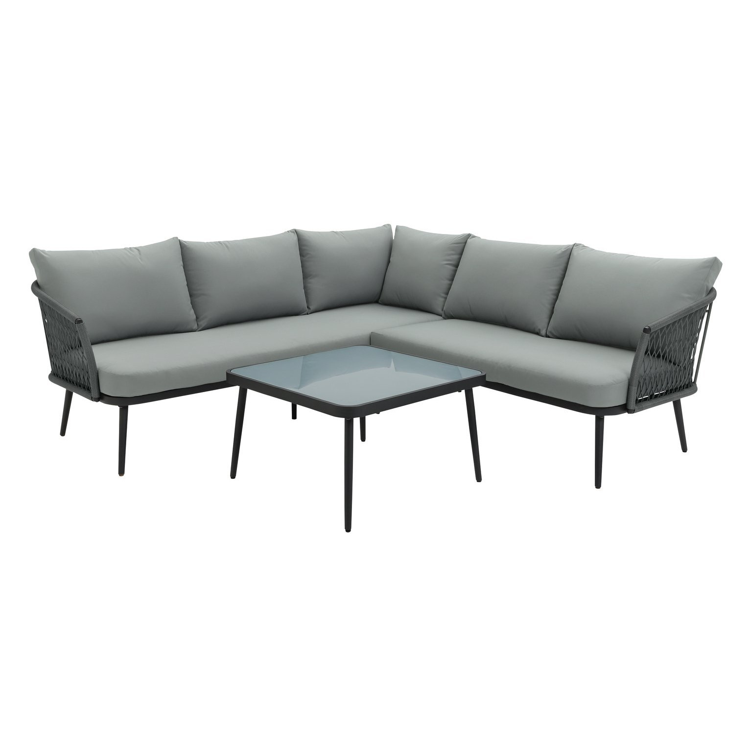 Habitat Somerset 5 Seater Metal Garden Corner Sofa Set by Habitat