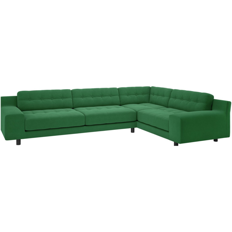 Habitat Hendricks Velvet Left Hand Corner Sofa Green by Habitat