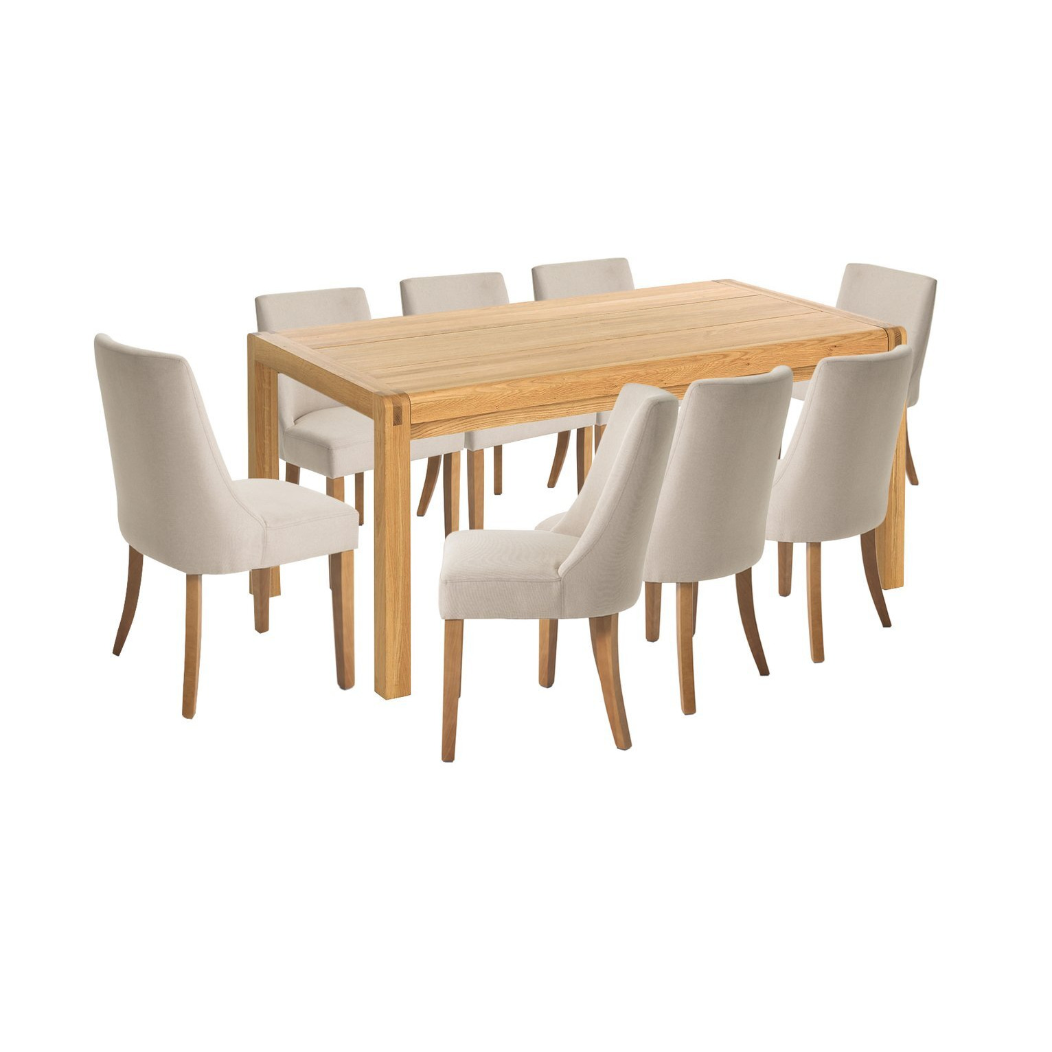 Habitat Radius Oak Dining Table & 8 Alec Cream Chairs by Habitat