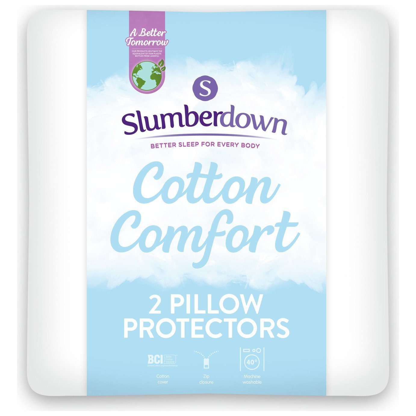 Slumberdown Cotton Comfort Pillow Protectors Pack of 2 by Habitat