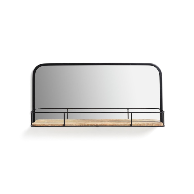 Habitat Rectangular Wall Mirror with Shelf Black by Habitat