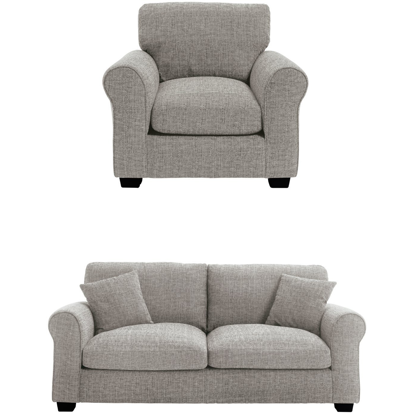 Habitat Lisbon Fabric Chair & 3 Seater Sofa Grey by Habitat