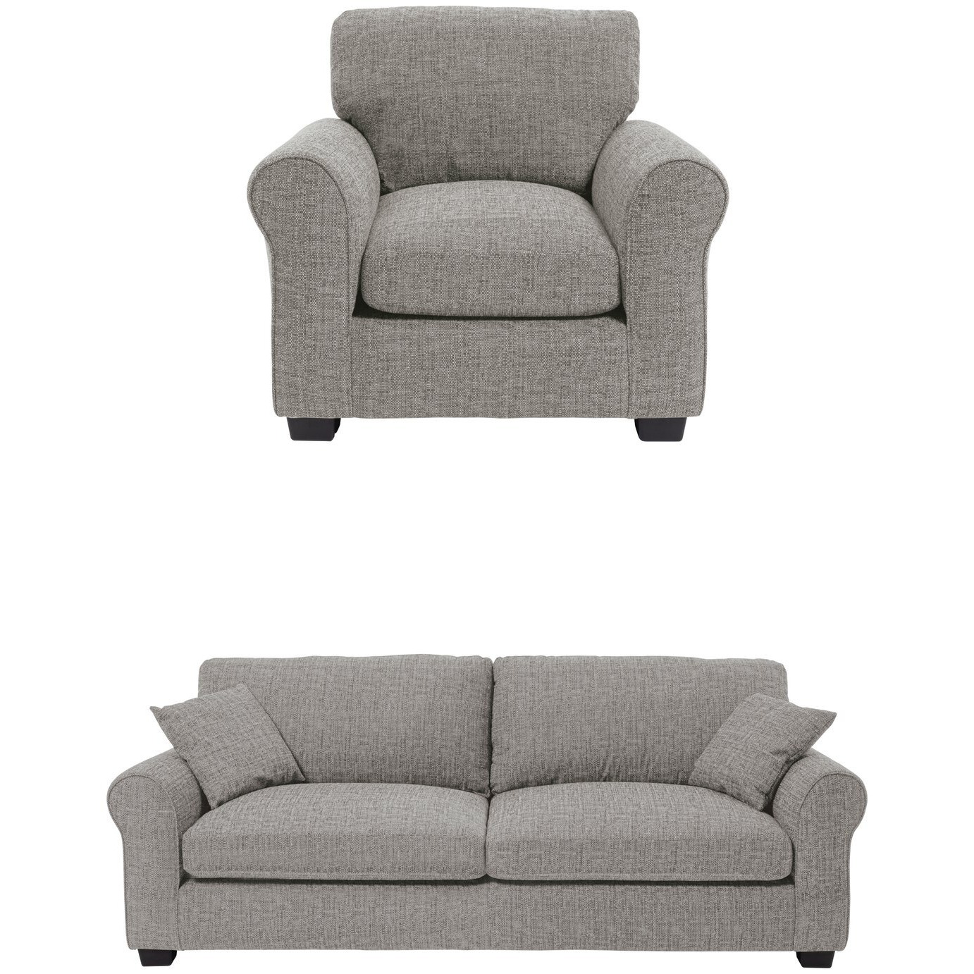 Habitat Lisbon Fabric Chair & 4 Seater Sofa Grey by Habitat