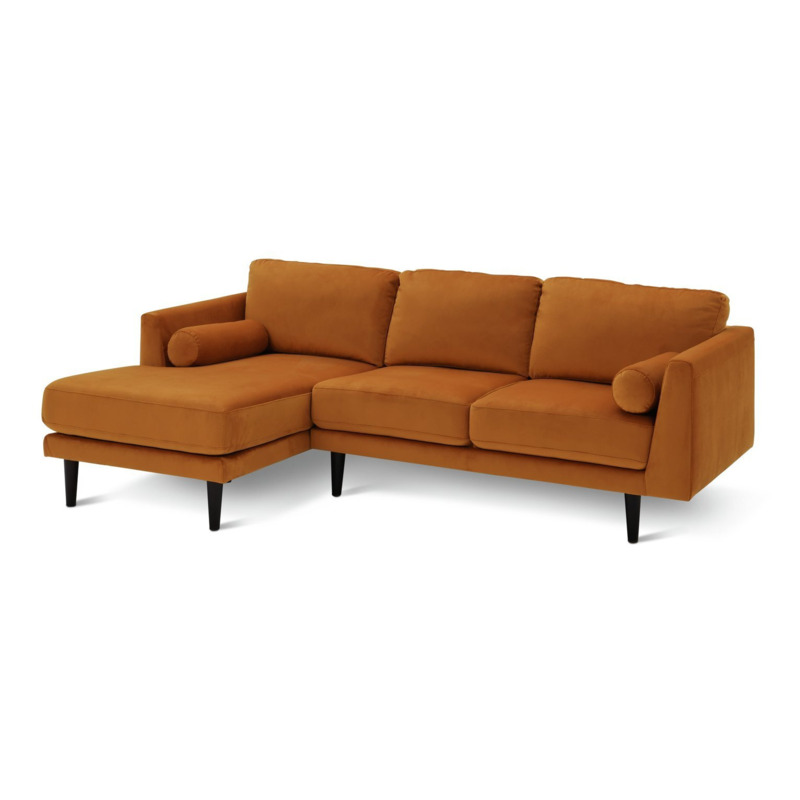 Habitat Jacob Velvet Left Hand Corner Sofa Orange by Habitat