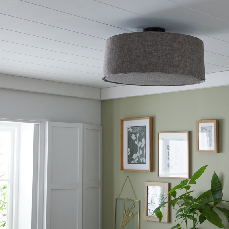 Habitat Modern Country Flush Ceiling Light Matt Black&Grey by Habitat