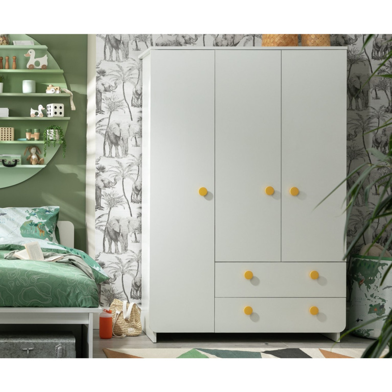 Habitat Kids Rudi 3 Door Wardrobe White and Yellow by Habitat