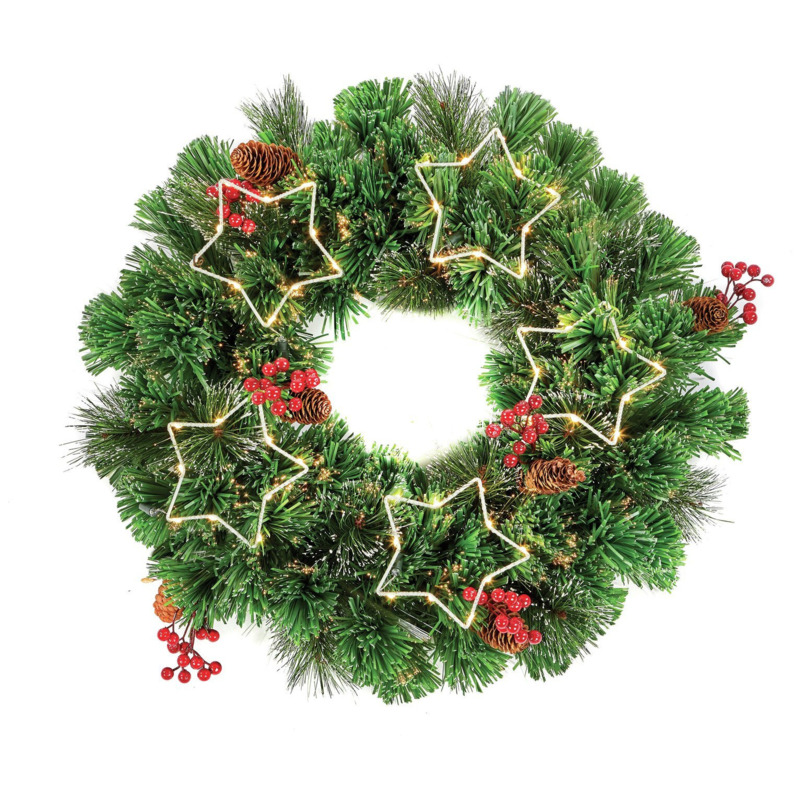 Premier Decorations Fibre Optic Snow Tipped Christmas Wreath by Habitat