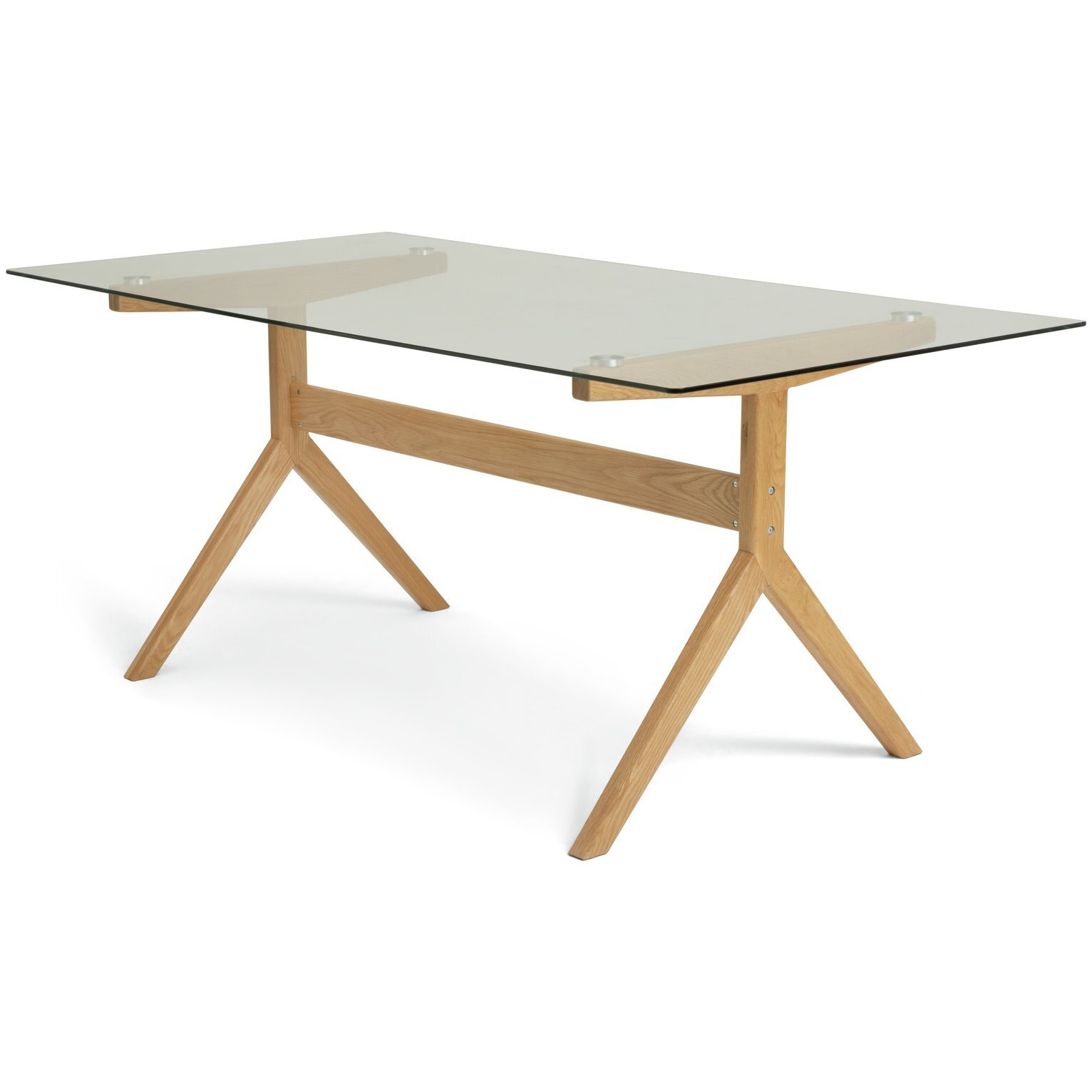 Habitat Zela Glass 6 Seater Dining Table - Natural by Habitat | ufurnish.com