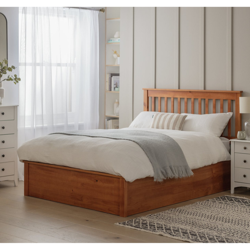 Habitat Aspley Double Wooden Ottoman Bed Frame Oak Stain by Habitat