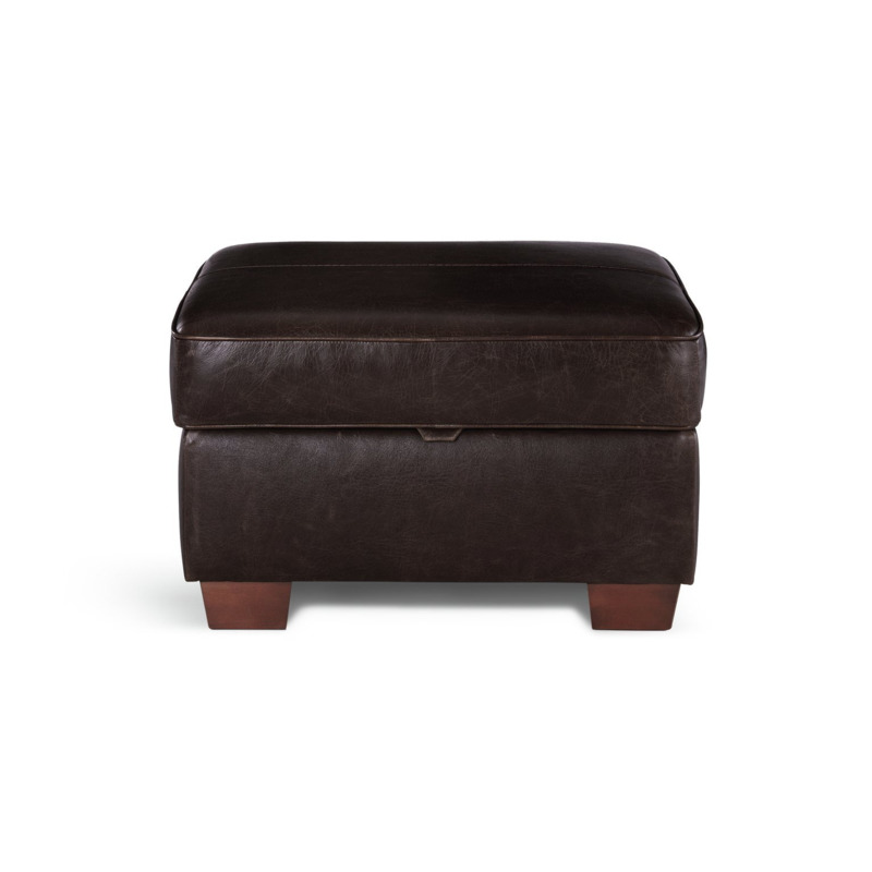 Habitat Salisbury Leather Storage Footstool Chocolate by Habitat