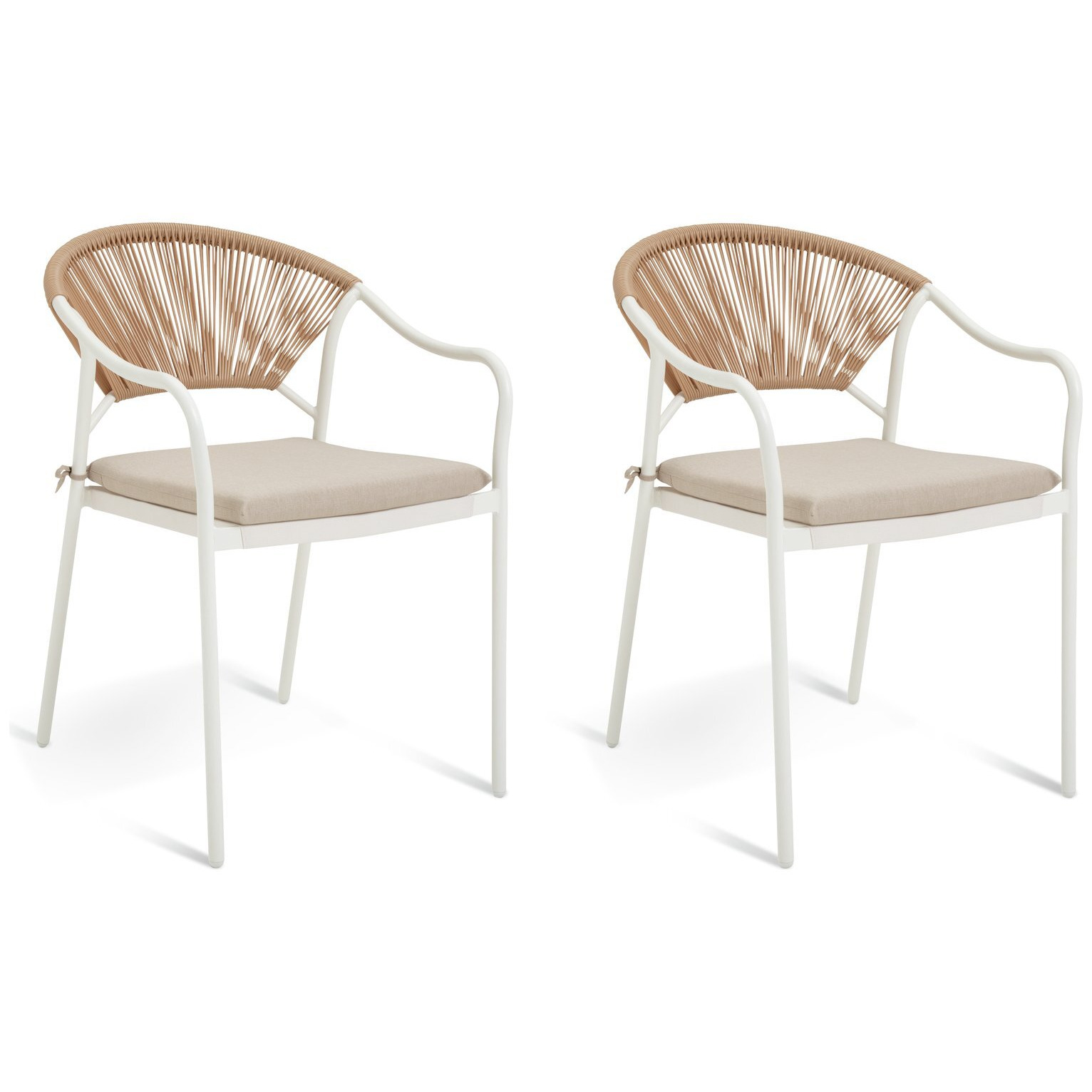 Habitat Elvas Set of 2 Rattan Effect Garden Chair Natural by Habitat