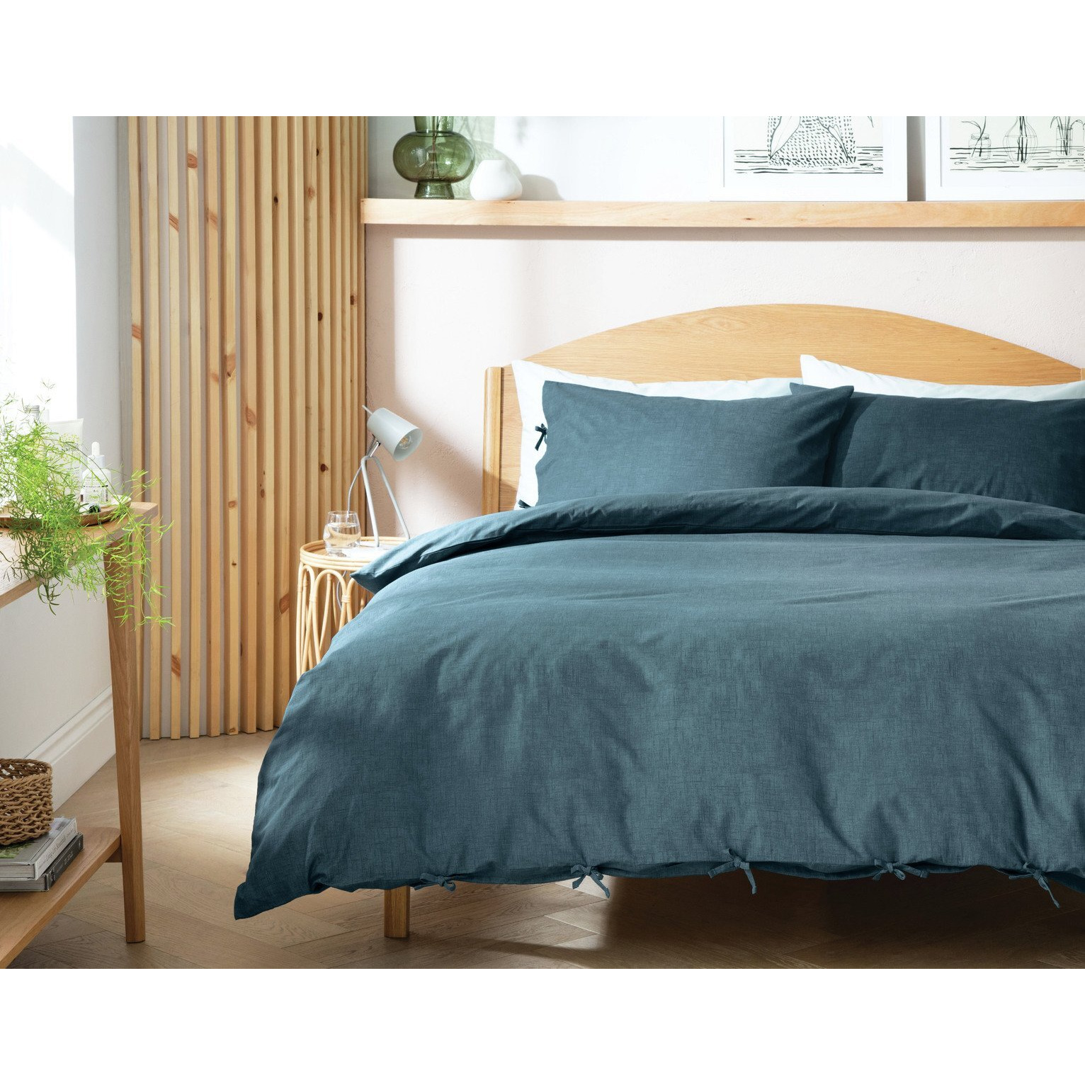 Habitat Herbalist Cotton Textured Blue Bedding Set King by Habitat