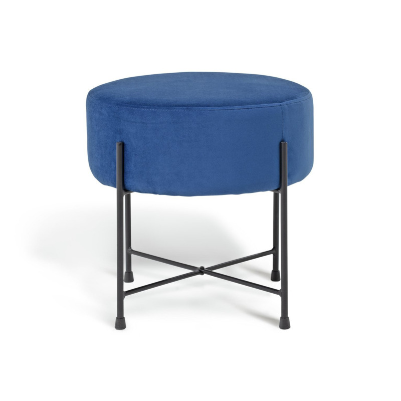 Habitat Jax Velvet Footstool Navy by Habitat