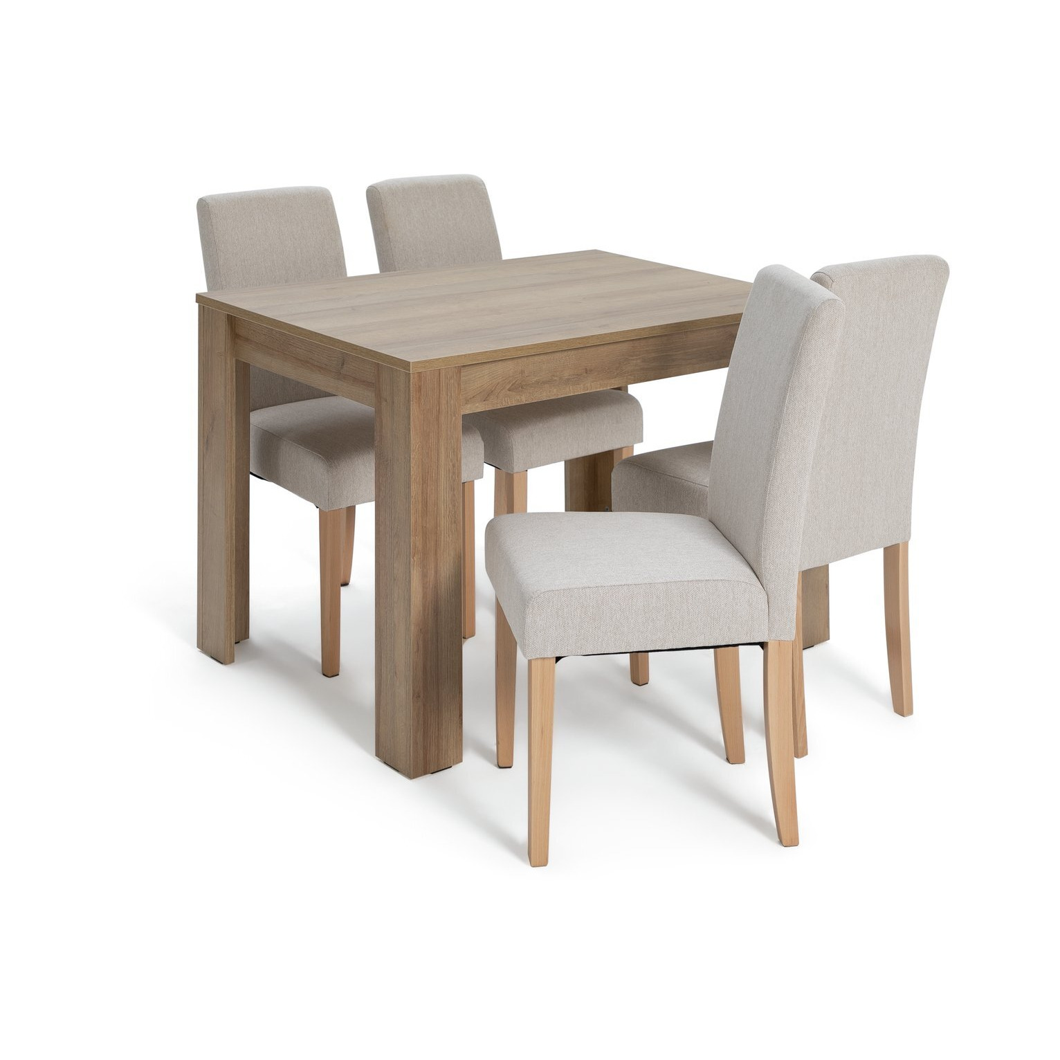 Argos Home Miami Wood Effect Dining Table & 4 Cream Chairs by Habitat ...