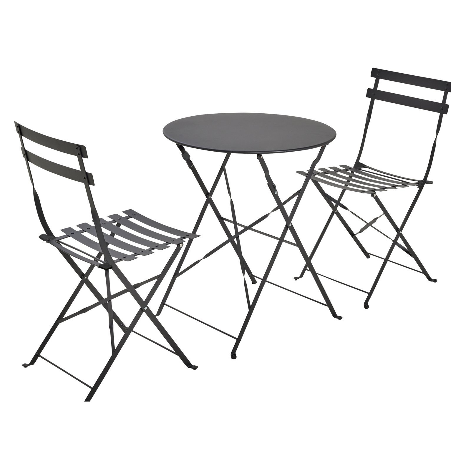 Habitat Eve 2 Seater Folding Metal Garden Bistro Set- Black by Habitat | ufurnish.com