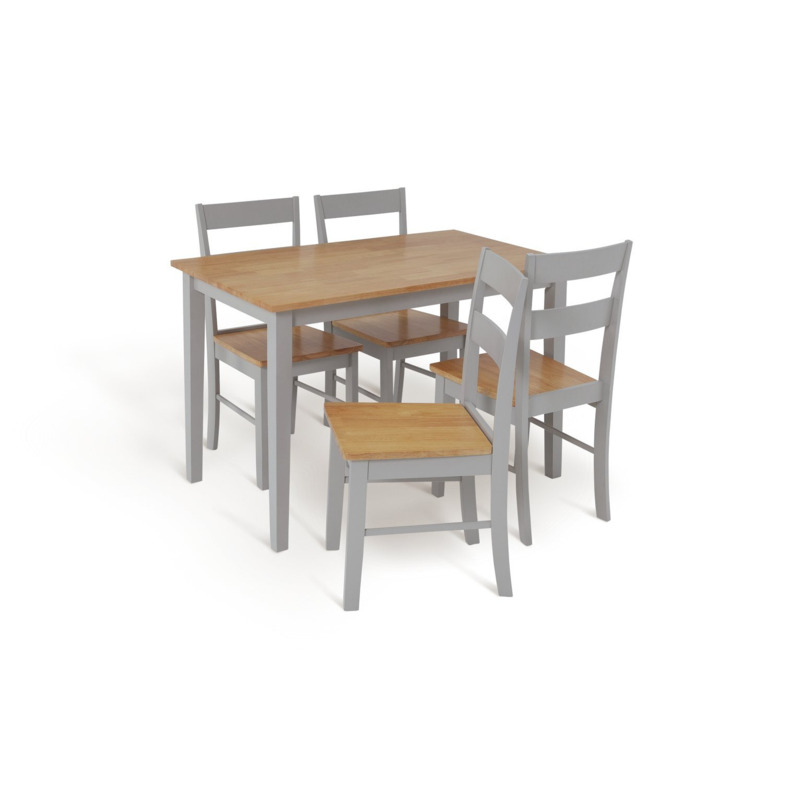Habitat Chicago Solid Wood Dining Table & 4 Grey Chairs by Habitat