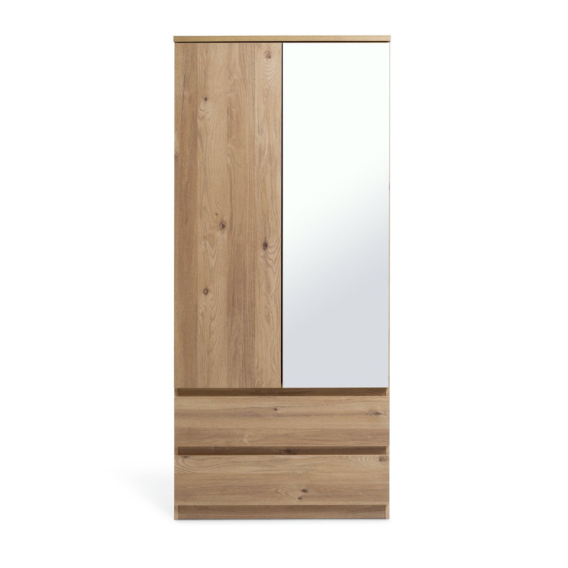 Habitat Jenson 2 Door 2 Drawer Mirror Wardrobe Oak Effect by Habitat