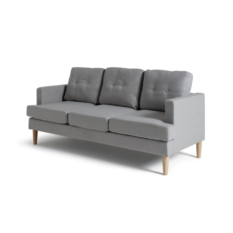 Habitat Joshua Fabric 3 Seater Sofa Light Grey by Habitat