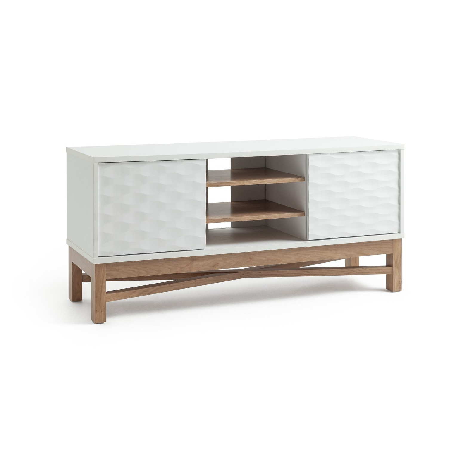 Habitat Zander Textured TV Unit White & Oak Effect by Habitat