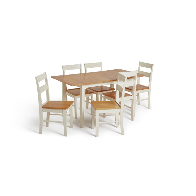 Habitat Chicago Solid Wood Extending Table & 6 Chairs by Habitat