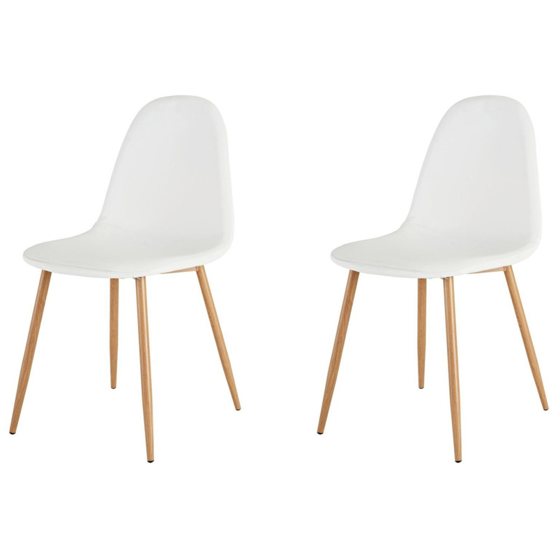 Habitat Beni Pair of Leather Effect Dining Chairs White by Habitat