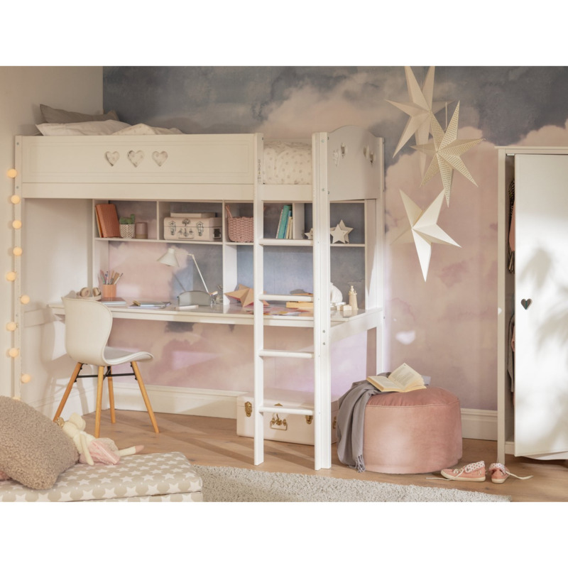 Habitat Mia High Sleeper Bed Frame & Desk White by Habitat