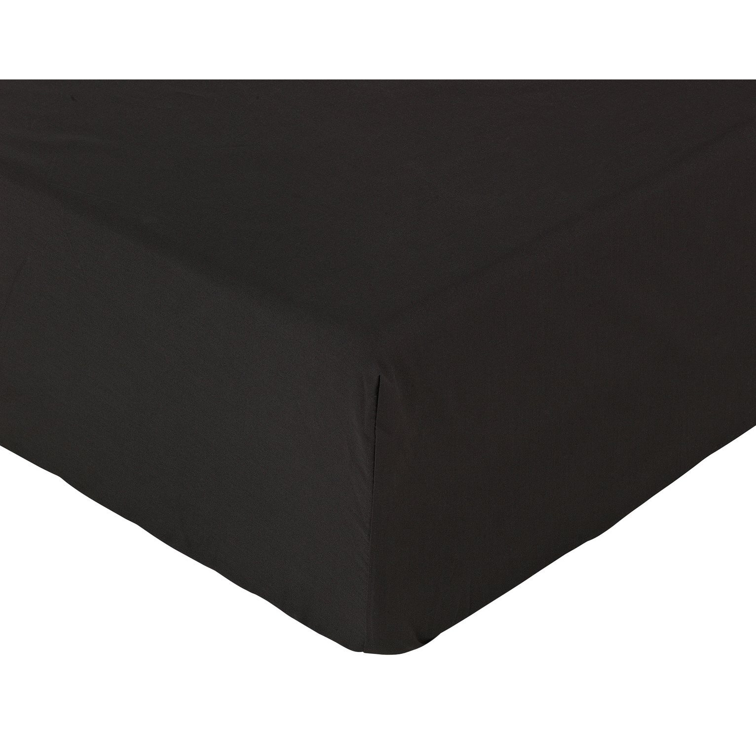 Habitat Cotton Rich 180 TC Plain Black Fitted Sheet Double by Habitat