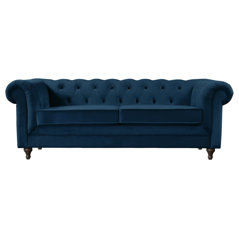 Habitat Chesterfield Velvet 3 Seater Sofa Blue by Habitat