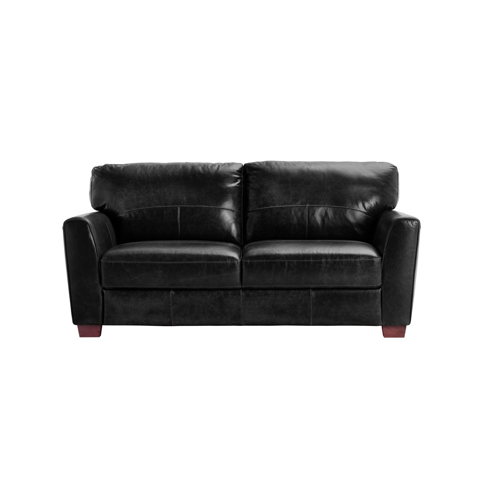 Habitat Milford Leather 3 Seater Sofa Black by Habitat