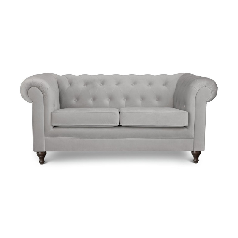 Habitat Chesterfield Velvet 2 Seater Sofa Light Grey by Habitat