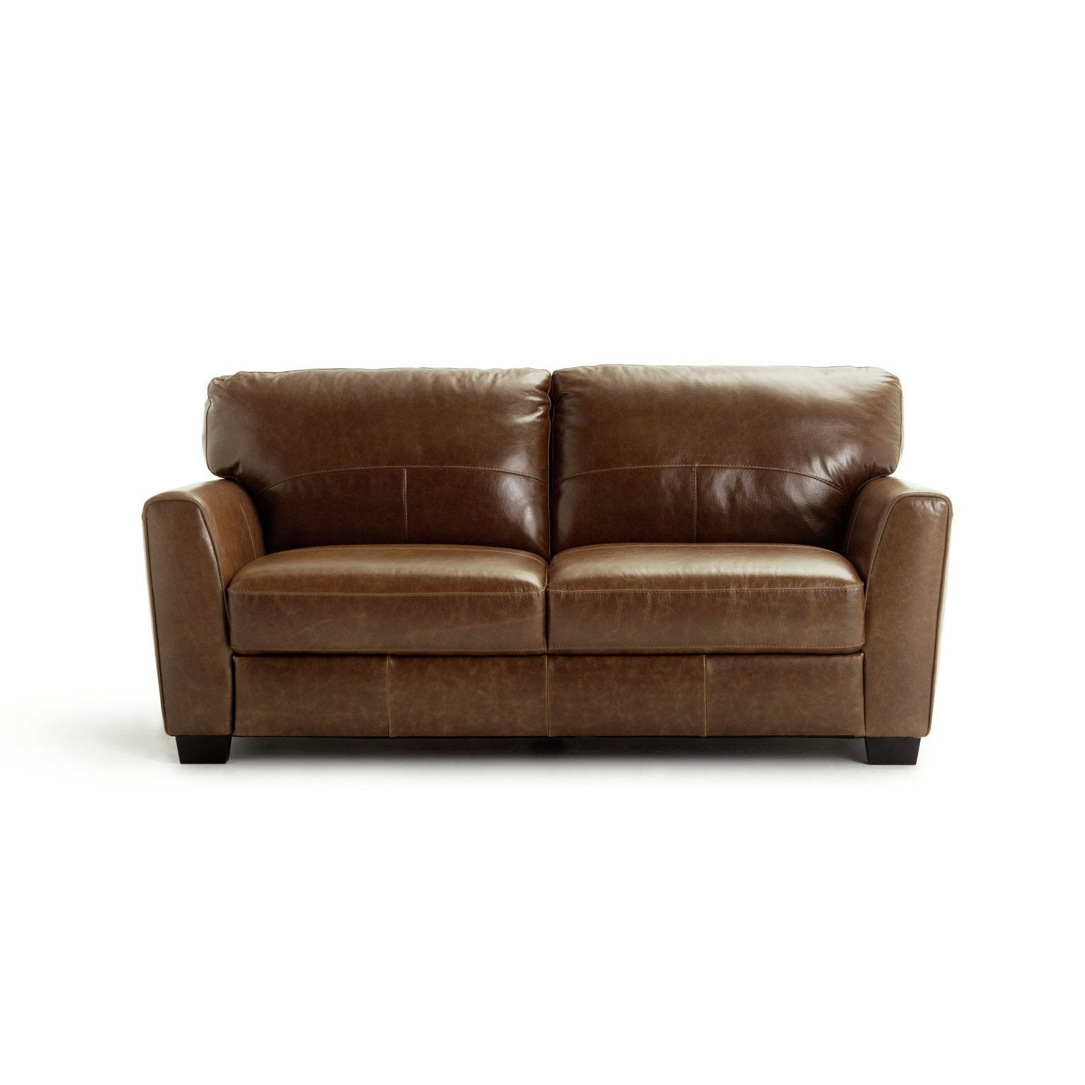 Habitat Milford Leather 3 Seater Sofa Tan by Habitat