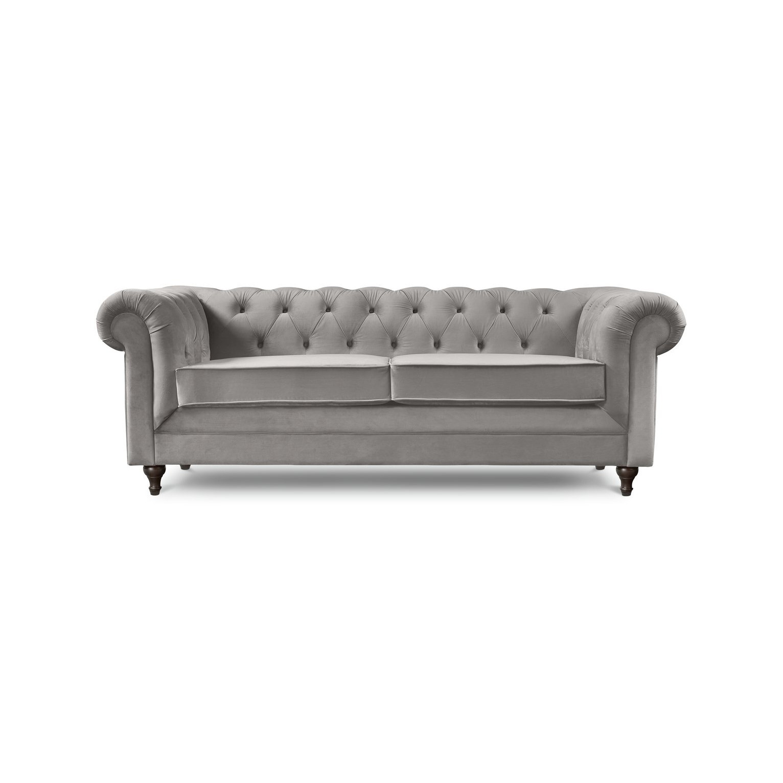 Habitat Chesterfield Velvet 3 Seater Sofa Light Grey by Habitat
