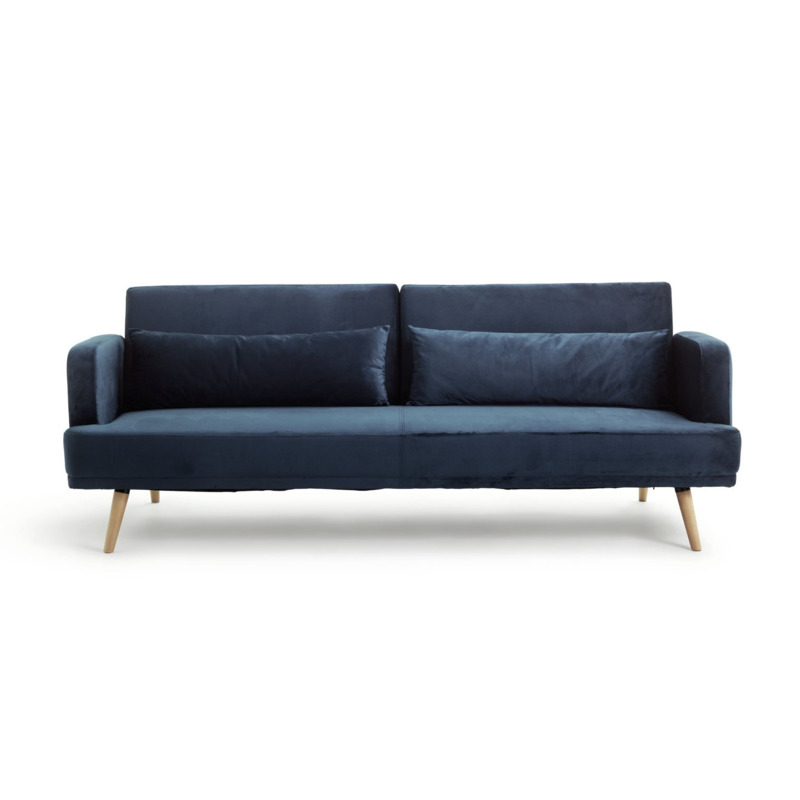 Habitat Andy 3 Seater Velvet Clic Clac Sofa Bed Blue by Habitat